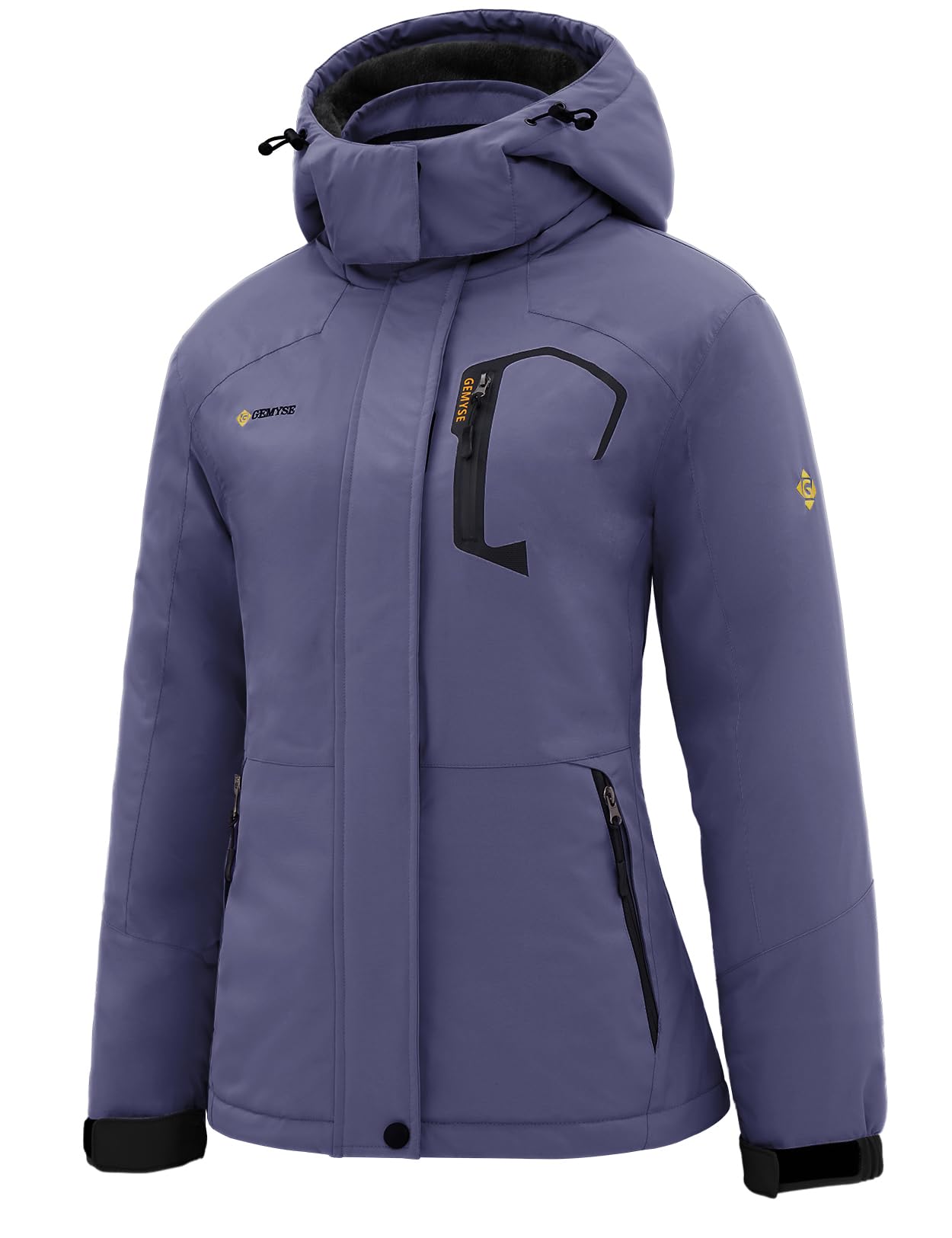 GEMYSE Women's Ski Snow Jacket Warm Winter Waterproof Coat Snowboard Rain Jacket Hooded Windproof Windbreaker